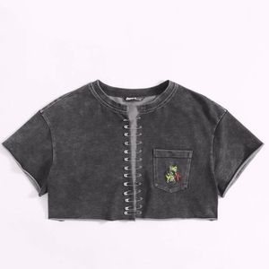 Women’s Dinosaur Embroidered Crop Top